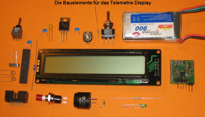 Die Bauelemente fr das Telemetrie Display